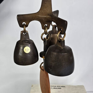 1984 Richard Fisher Authentic Wind Chime Triple Bell Original Sticker And Box